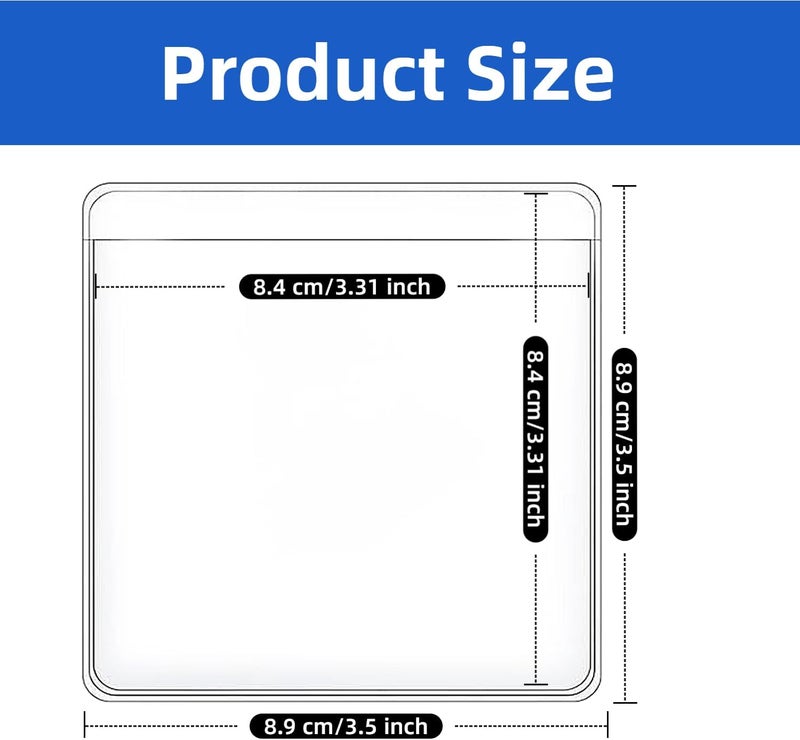 Hibmisy 60 Pack Label Pockets, Clear Self-Adhesive Plastic Index Card Holders with Top Open,Square Label Sleeves for Organizing Storage Bins (60, 3.5 x 3.5 inches) - Image 2